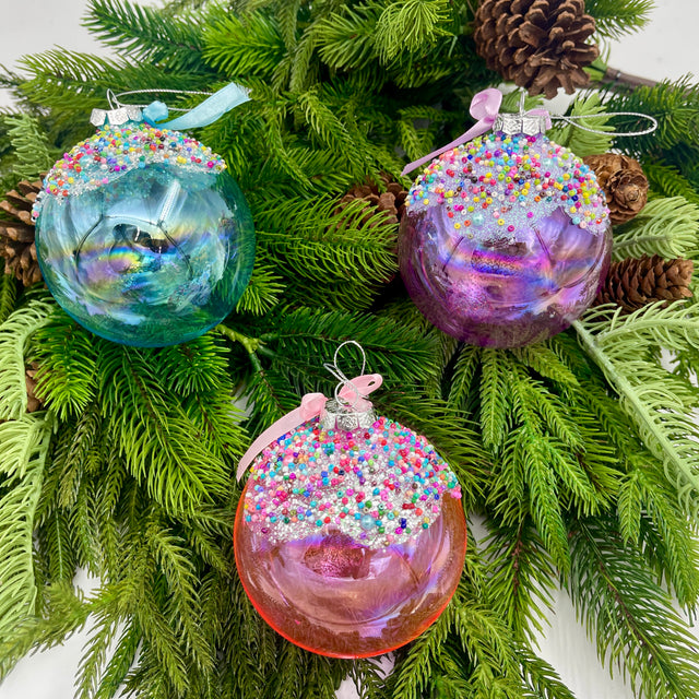 4" Glass Bubblegum Ball Ornament