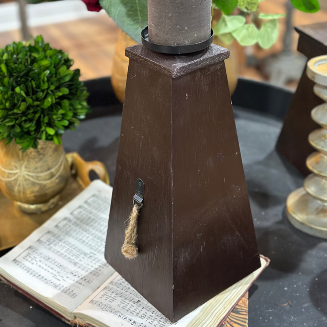 13" Wood Candle Holder Coffee