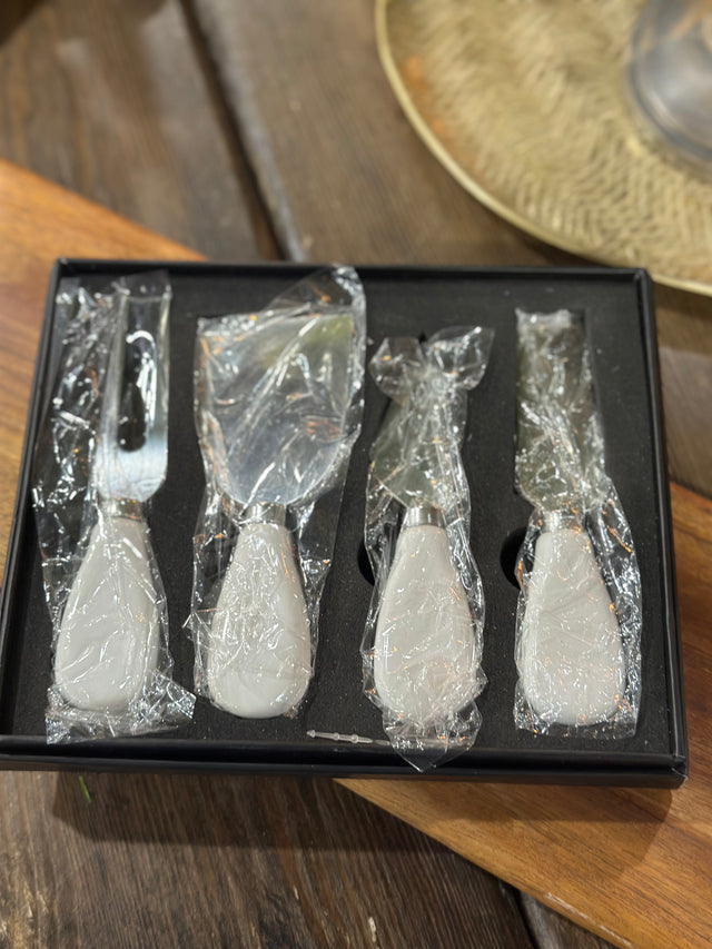 Cheese Knife Set White Ceramic Handle