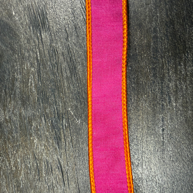 1"X10YDS Orange&Fuchsia Dupioni Reversal Deluxe Backed Wired Edge Ribbon