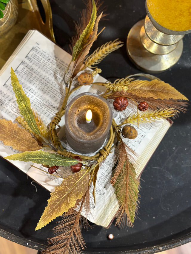 13" Mix Fall Foliage Candle Ring