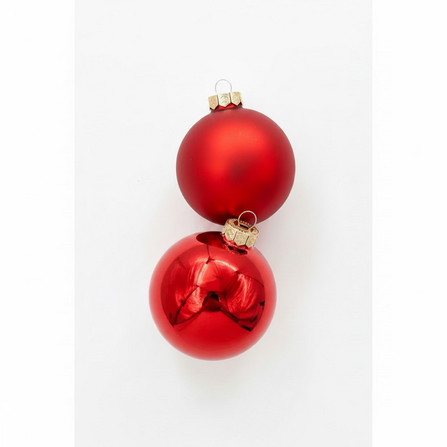 1.4" Red Glass Shiny/Matte Baubles Set of 16