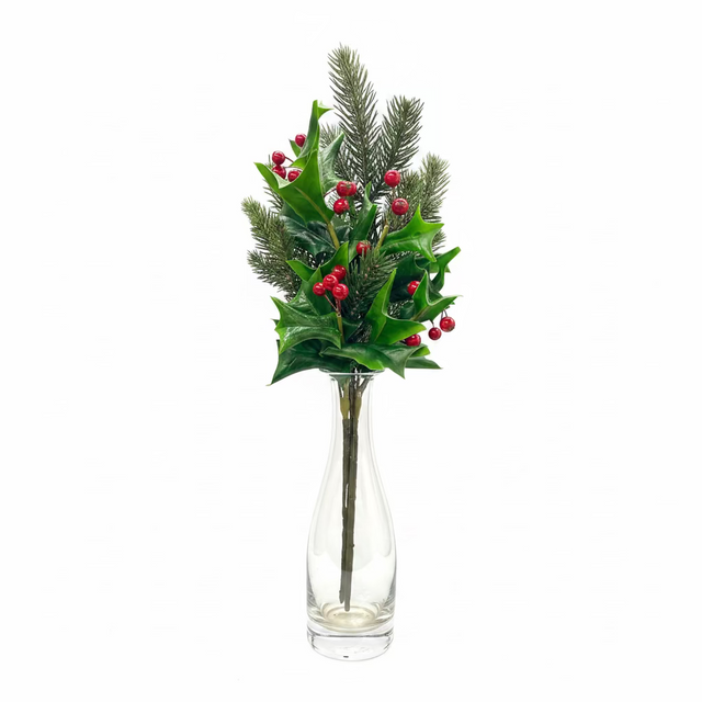 17" Deluxe Holly with Berries and Pine Spray