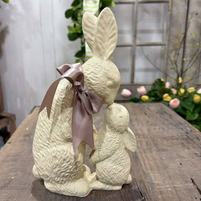 11" “Chocolate” Bunny with Baby | Brown or Ivory (Sold Individually)