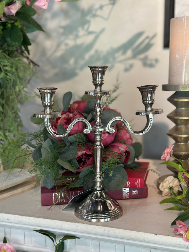 12" Candle Holder Aluminum Silver Polish