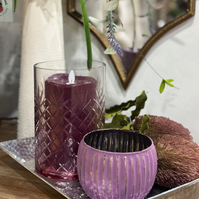 4" Purple Mercury Glass Candle Holder