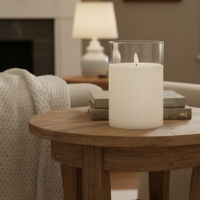 Glass LED Wick Candle | 4.9"/5.9"/6.9" (Multiple Sizes)