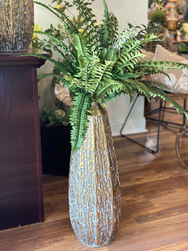 28” Gilded Hammered Vase