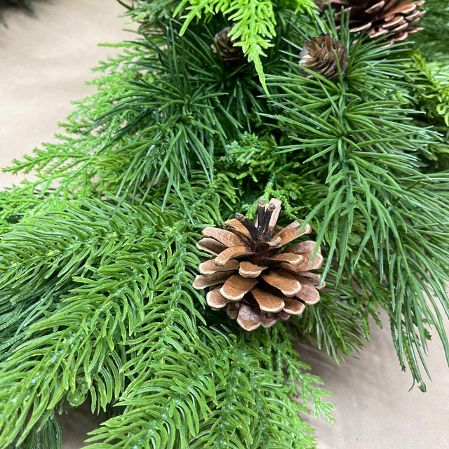 26" Natural Touch Mix Evergreen Heart Wreath