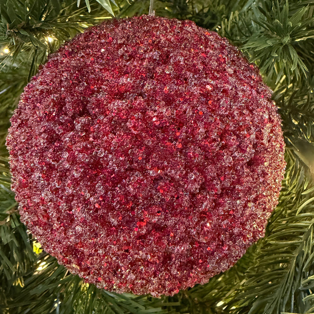 4" Red Beaded Ball Ornament