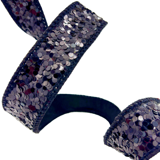 1" x 10YDS Black Cirque Glitter Ribbon