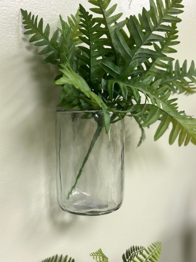 6” Hand-blown Round Clear Glass Hanging Vase