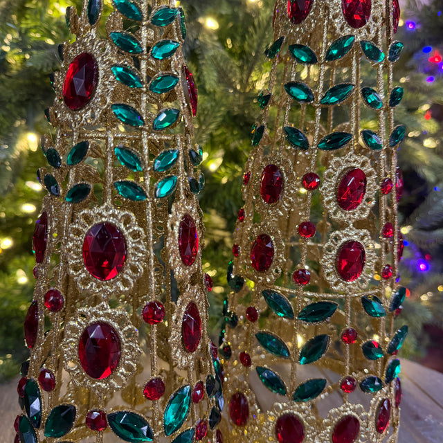 19-24" Glitter Wire Jeweled Tree Set/2