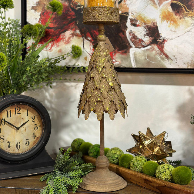 24" Gold Metal Tree Candle Holder