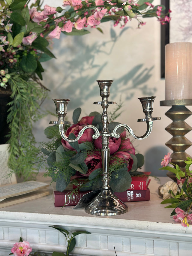 12" Candle Holder Aluminum Silver Polish