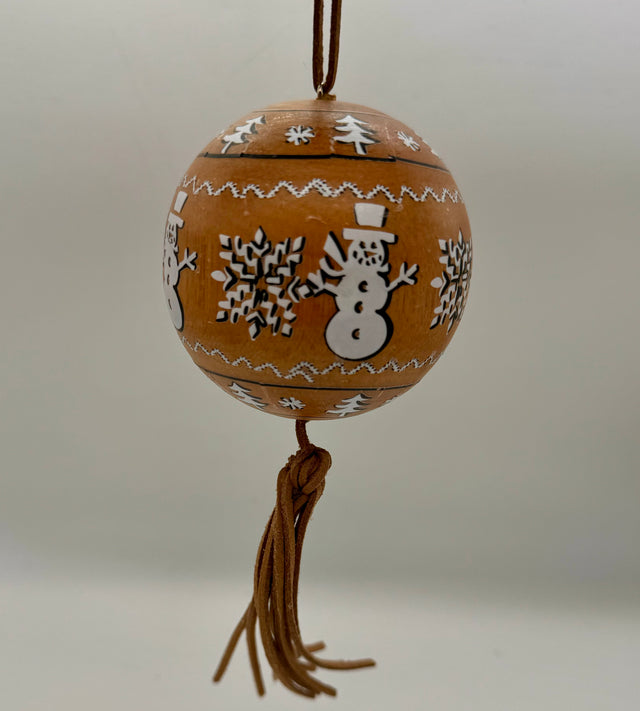 3" Wooden Ball with Tassel Ornament