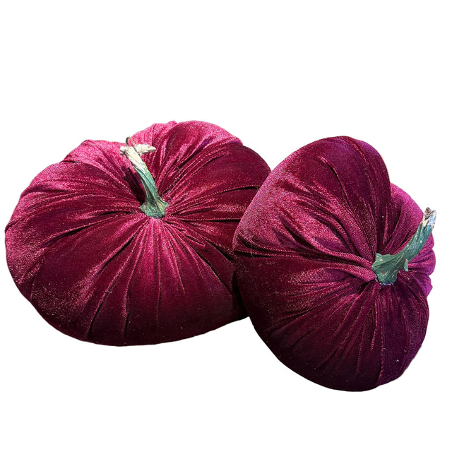 Burgundy Velvet Stuffed Pumpkin | 6" or 5.25"