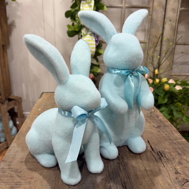16" Pastel Blue Flocked Bunny Rabbit (Sold Individually)