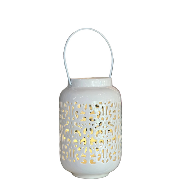 7.5" LED Celtic Knot Ceramic Lantern