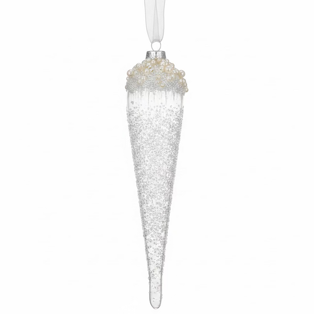 8" Icicle Glass Pearls, Speckled
