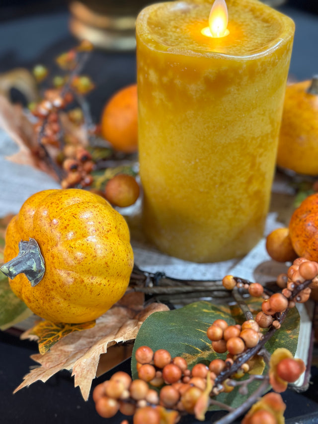 13" Pumpkin Berry Candle Ring | Fall Mini Wreath
