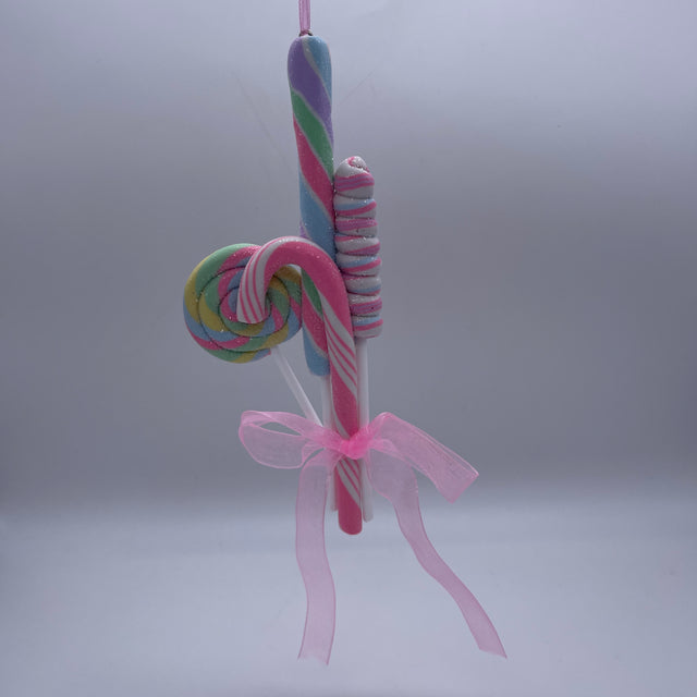 5.4" Lollipop | Candy Cane with Bow Ornament