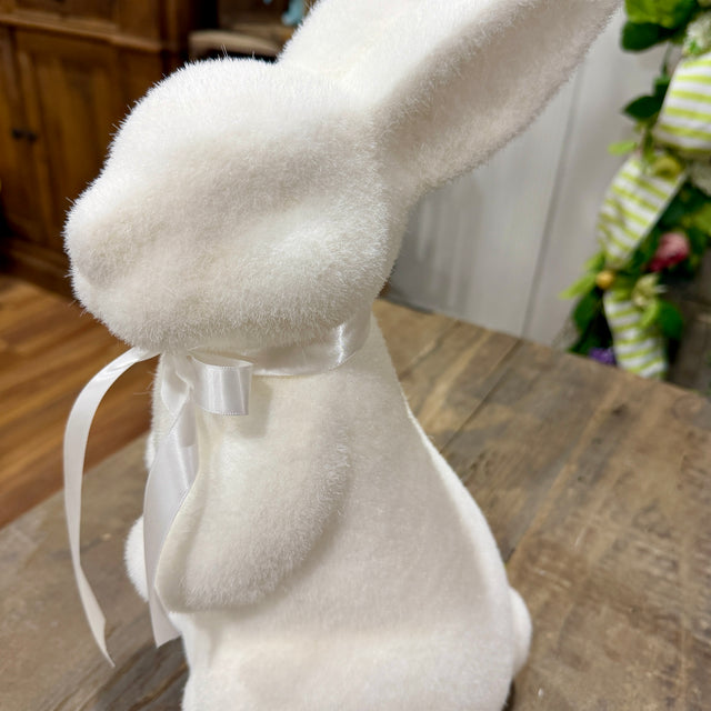 15" Flocked Easter Bunny White