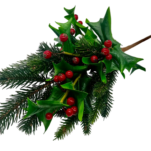 17" Deluxe Holly with Berries and Pine Spray