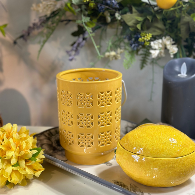 6.25" LED Pieced Star Ceramic Lantern