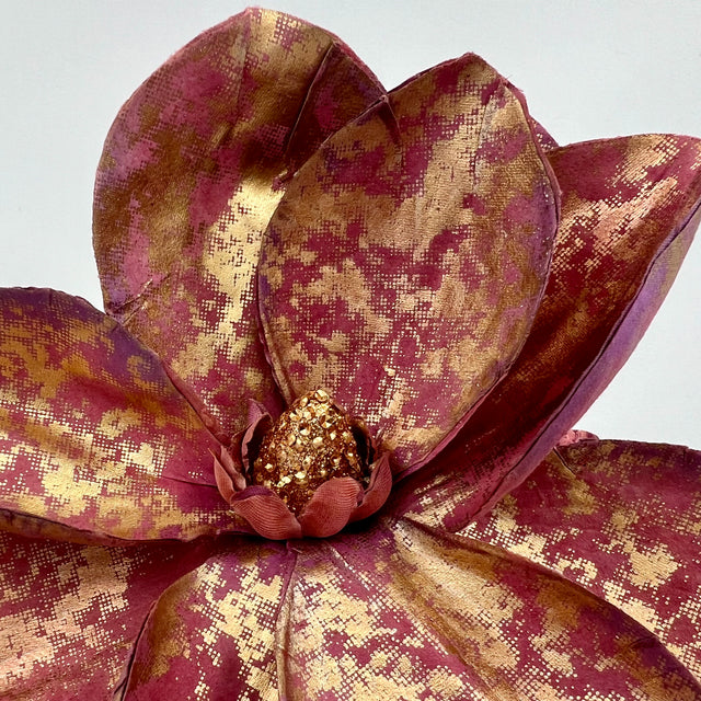22" Wine Renaissance Gilded Magnolia Stem