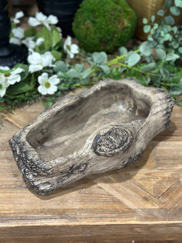 4.5” Oblong Concrete Log Planter