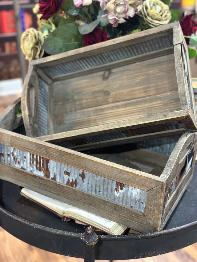 19”-17” Tin Sided Totes Set of 2