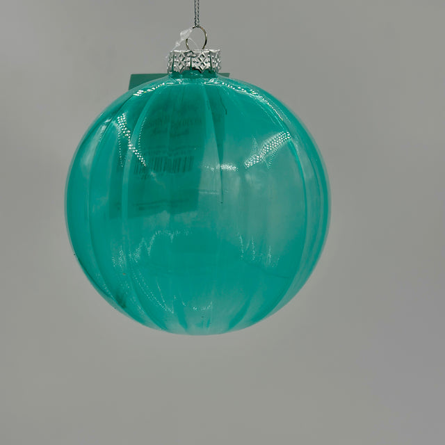 5.5" Teal Clear Glass Ball Ornament