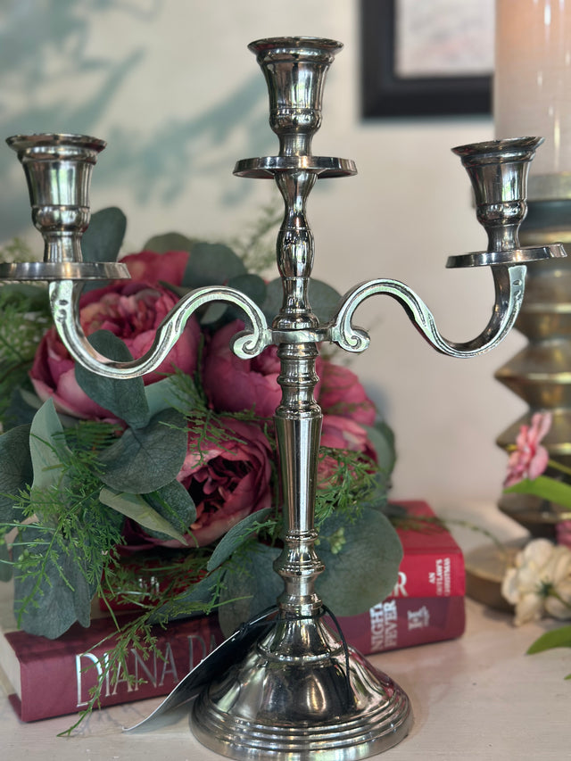 12" Candle Holder Aluminum Silver Polish