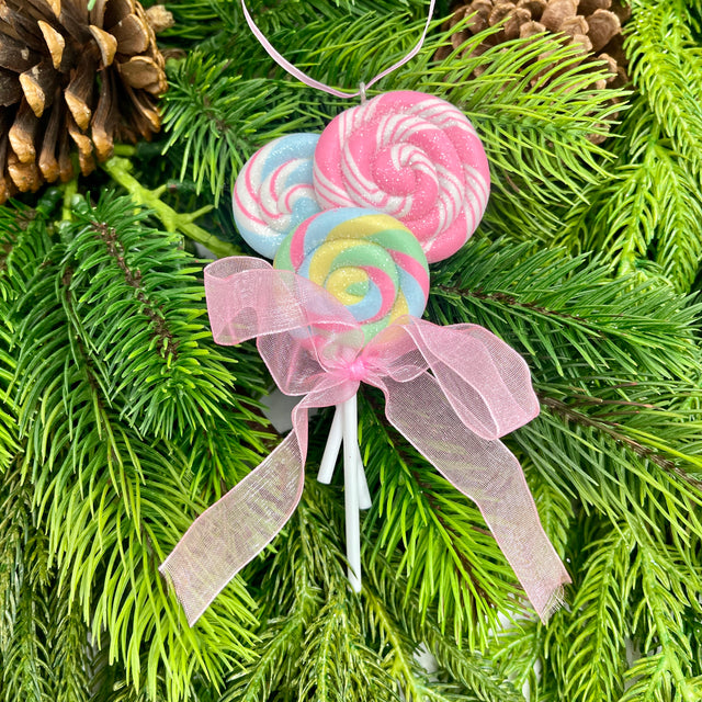 5.4" Lollipop | Candy Cane with Bow Ornament