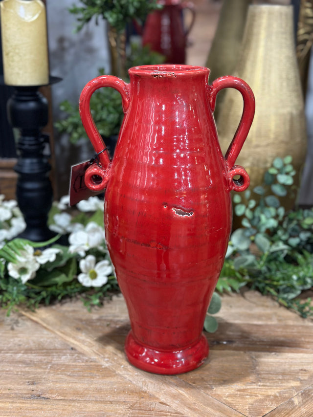 15.5” Glazed Handled Urn