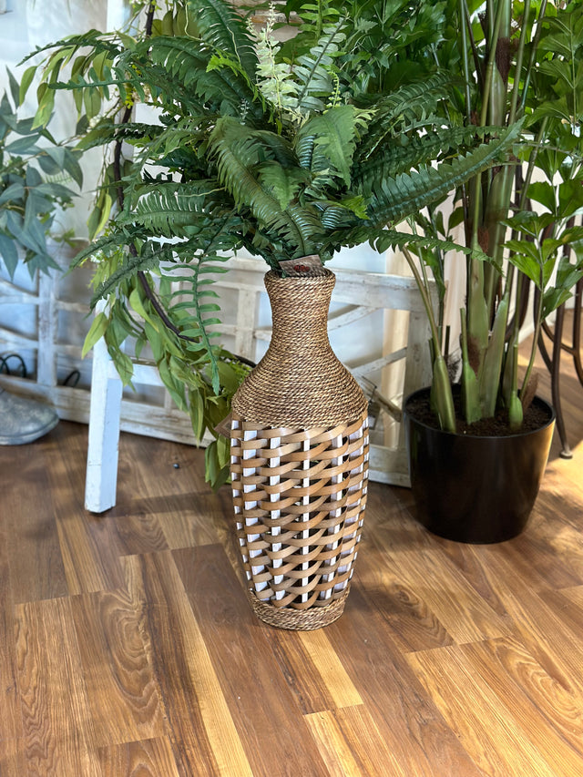 24" Woven Rattan Floor Vase