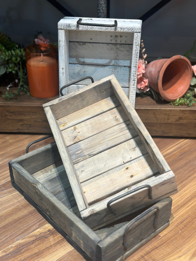 14.75" Small Distressed Wood Tray