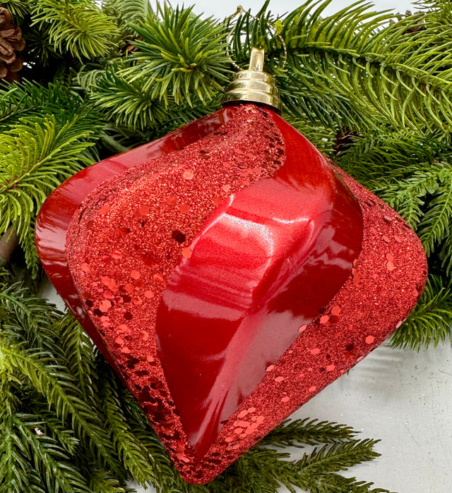 6" Candy Glitter Swirl Diamond Christmas Ornament