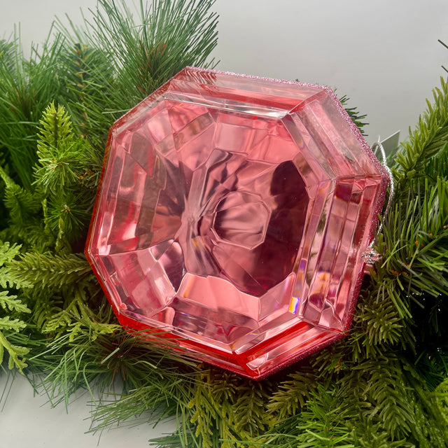 6" Pink Square Precious Gem Ornament