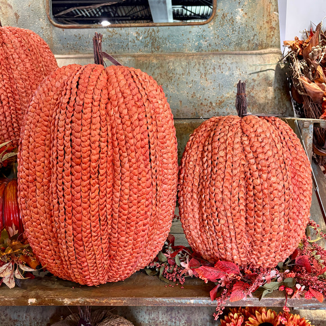 19.5 inch or 27.5 inch Orange Basket Weave Pumpkin