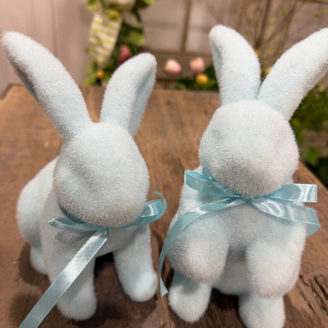 8.75" Pastel Blue Flocked Bunny