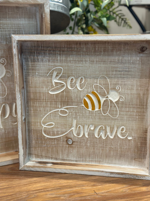 15"-12" Nesting Wood Bee Trays Set of 2
