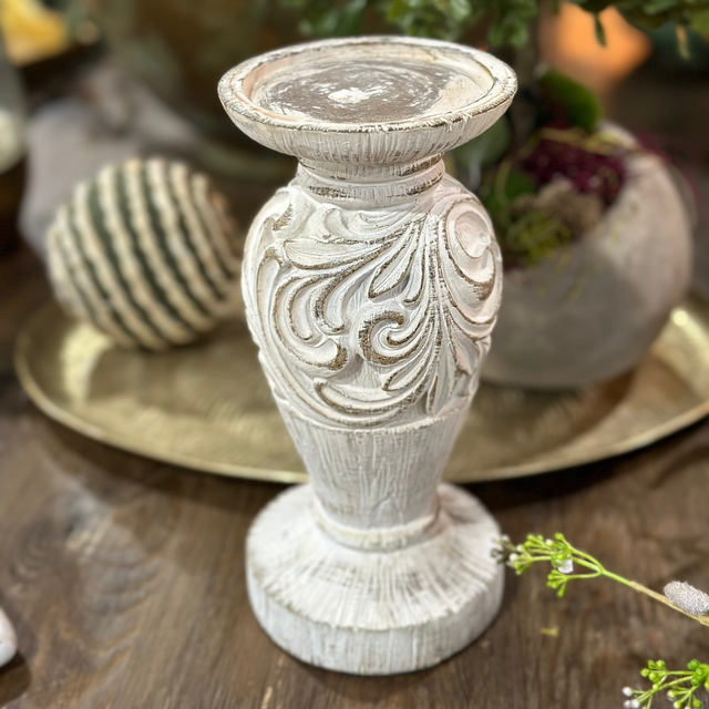 8.5" Resin Scroll Candle Pillar