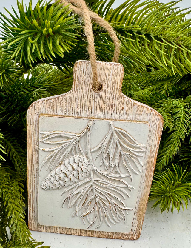 5" Resin Pinebough Board Ornament
