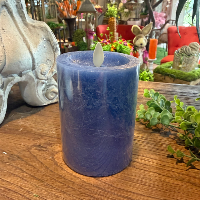 4.5" Spring Lake Blue Seaglass Wax Indoor Pillar