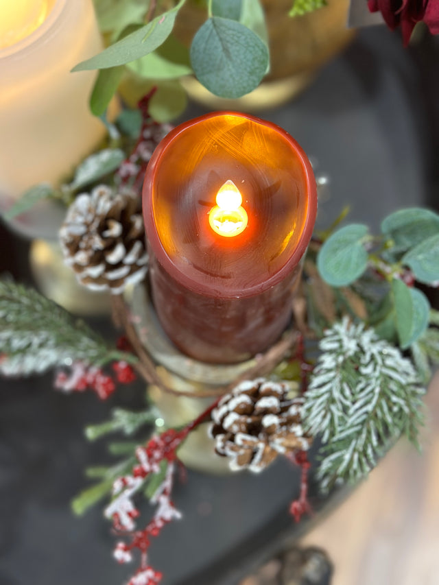 10" Pinecone and Berry Candle Ring
