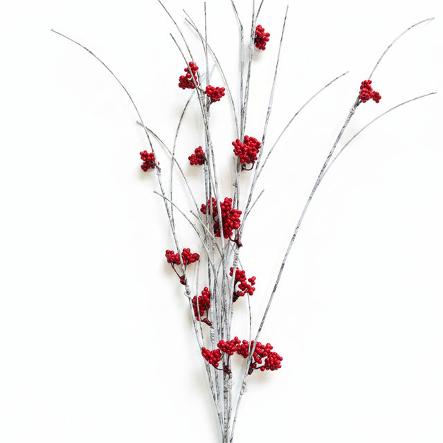 39" Birch & Red Berry Spray