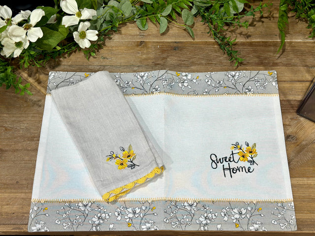 “Sweet Home” Embroidered Napkin