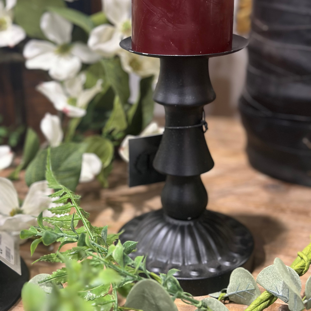 7.5" Black Metal Candle Holder